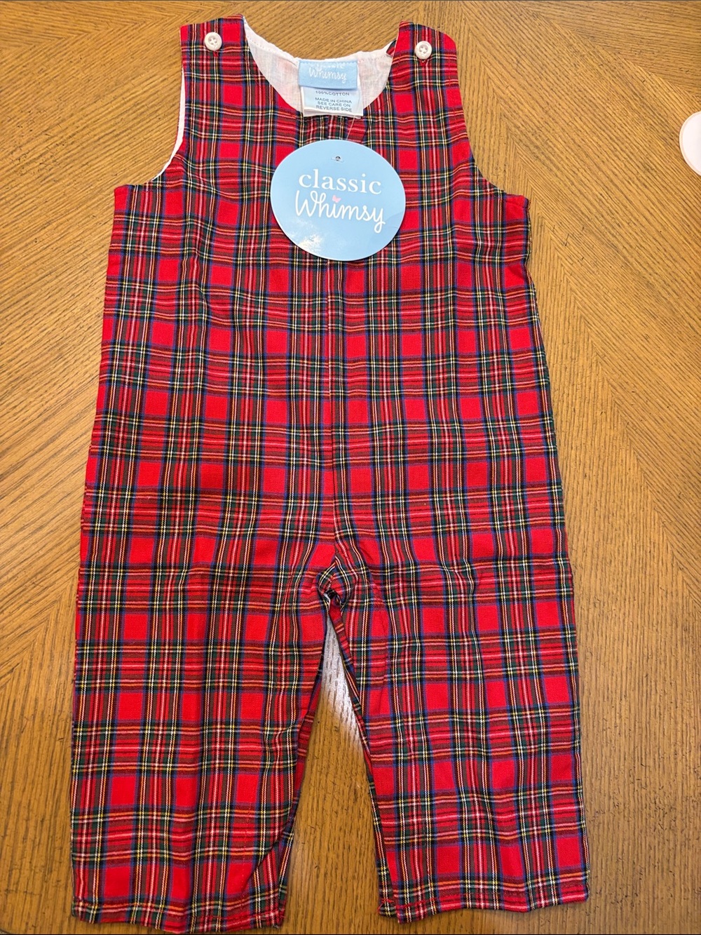Classic Whimsy Red Plaid Kids One-Piece Romper